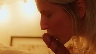 A blonde gives her husband a massage and they have sex
