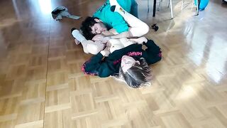 Horny chick fucks with her boyfriend, squirts on the floor, and gets a huge load in return