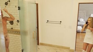 Athena sneaks into the shower with her stepdad, getting wild