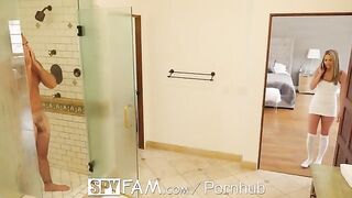 Athena sneaks into the shower with her stepdad, getting wild