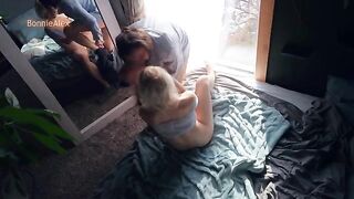 In front of the mirror - so turns on! (Real couple makes love in missionary)