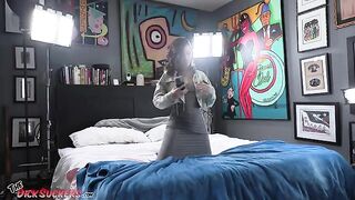 Dharma Jones skillfully performs oral on a large penis in POV style