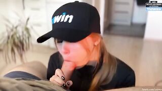 Today you deserve a blowjob, and this hot blonde is here to give you one
