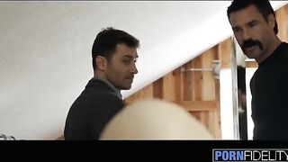 Babe Lily Love fucks with two guys at once