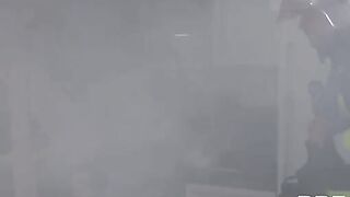Firefighters fuck inked slut Monika Fox in an intense orgy scene