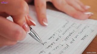 A Spanish lesson turns into a squirt session with the solo girl