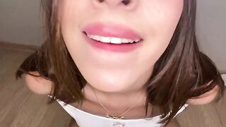 Skinny brunette Julie Oliver makes you cum with her voice