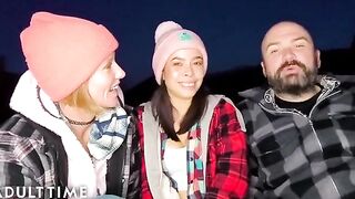 POV of a hot polyamorous threesome in the woods