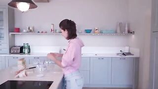 I'm cooking and stripping in the kitchen, it's not polite to eat with clothes on