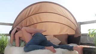 An intimate encounter between a loving couple over 30s