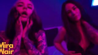 Two girls tied up and having fun with their new friend, exploring desires