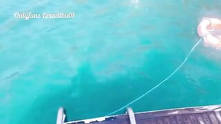 Fucking on a public boat, hot and dangerous!