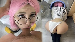 My stepsister is stuck in a washing machine and I pulled a big cock out