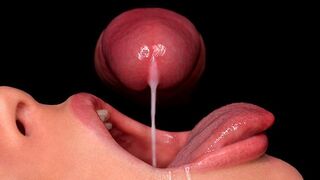 Hot cock sucking ASMR with a sloppy, dirty mouth full of cum
