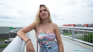 Irina Cage flashed her boobs on the bridge for cash, then got fucked by a stranger