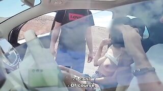 The guy made a prank with a public dick in front of passers-by on the street