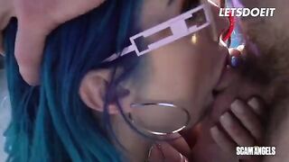 Two sexy babes shared a big cock in a hot threesome sex party