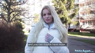 German blonde MILF is a slutty pickup for the Public Agent in a bold location