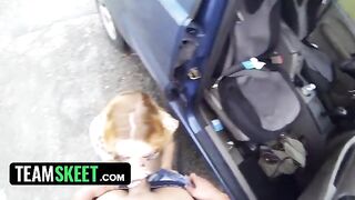 Petite teen Lucy Tyler gets fucked for cash outdoors