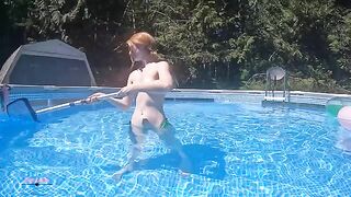 A collection of videos of a red headed girl trying to be naked outdoors and failing