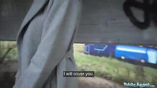 A cute Russian girl agreed to ride cock for money with Public Agent