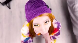 Redhead cutie presents her ass after giving a blowjob in 4K