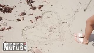 Petite hottie Vina Sky banged on the beach with huge dick