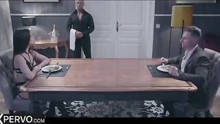 Stunning Clea Gaultier is the main course for a passionate dinner with a swinging couple