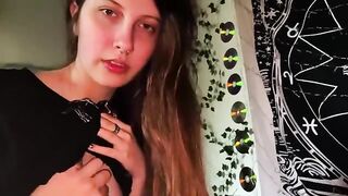 My stepsister sucks cock while her girlfriend plays on the computer
