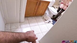 Stepmom undresses after work, ready for shower, but stepson watches