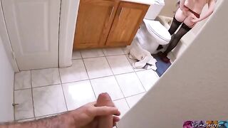 Stepmom undresses after work, ready for shower, but stepson watches