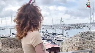 Redhead invited on the boat and she started to suck his dick