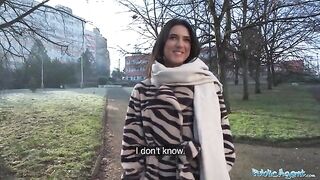 European girl, beautiful brunette biology student, gets fucked by stranger for cash