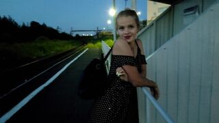 The puzzled baby waited for the train and got a cock, creampie, and BJ in public