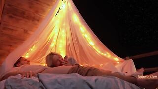 Romantic sex with a beautiful woman and her husband outdoors - hardcore and tender at the same time