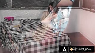 Naughty mom fucks stepdaughter Chloe Surreal for college cash