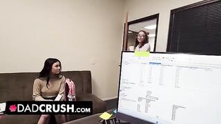Pervert stepdad fucked by his Asian stepdaughter and her hot babe colleague
