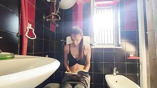 My dirty friend fucked me on the bathroom floor