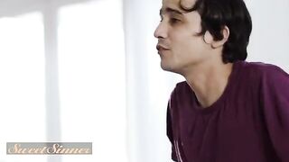 The girl came to her boyfriend's house, her pussy watered by his dad’s interest
