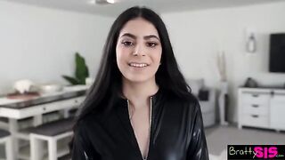 Angel Gostosa, the Brazilian beauty, demands permission before touching herself in a steamy stepbro scenario