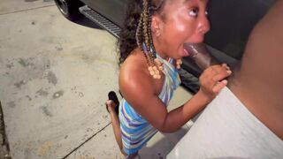 Married woman acts like a whore in the parking lot and sucks my cock for money