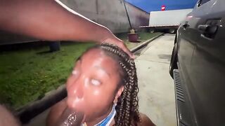 Married woman acts like a whore in the parking lot and sucks my cock for money