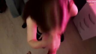 A cute girl seduced her roommate by kicking off her shoes and mini-skirt