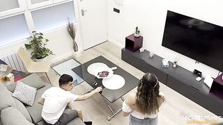 A hot girl helped her stepbrother, as he got an erection while watching porn