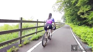 A hot girl is cycling and meets a guy who loves sex!