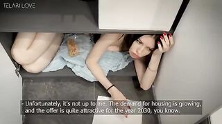 Girl tried to extend the wardrobe lease, but the man was not born, and she was fucked