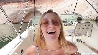 Bunch of wet pussies gets fucked on a public boat by horny hikers