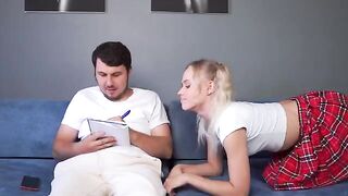 I helped my stepsister with homework, she returned the favor with sex