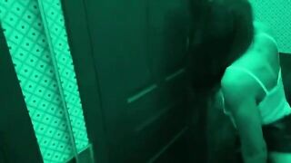 A woman was fucked by her roommate in the toilet bar