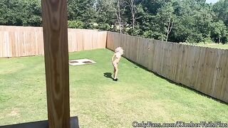 Babe got naked in the backyard and got fucked on the porch